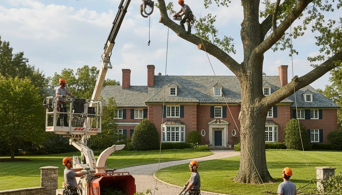 Tree service crew in Dayton, OH performing professional tree removal for a local property