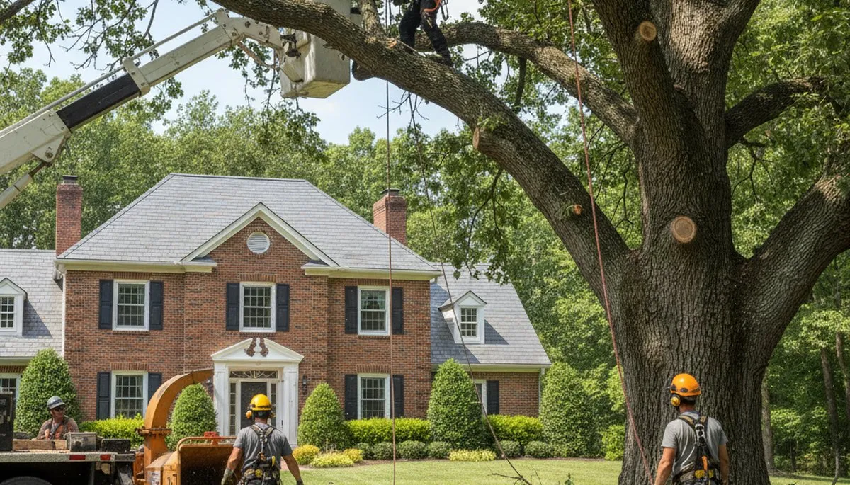 Tree service crew in Dayton, OH providing professional tree removal for a local property