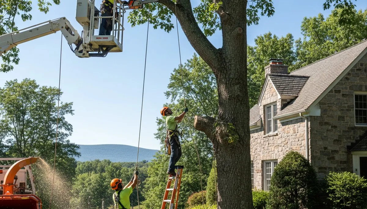 Dayton, OH tree service crew removing a tree for safe residential property maintenance