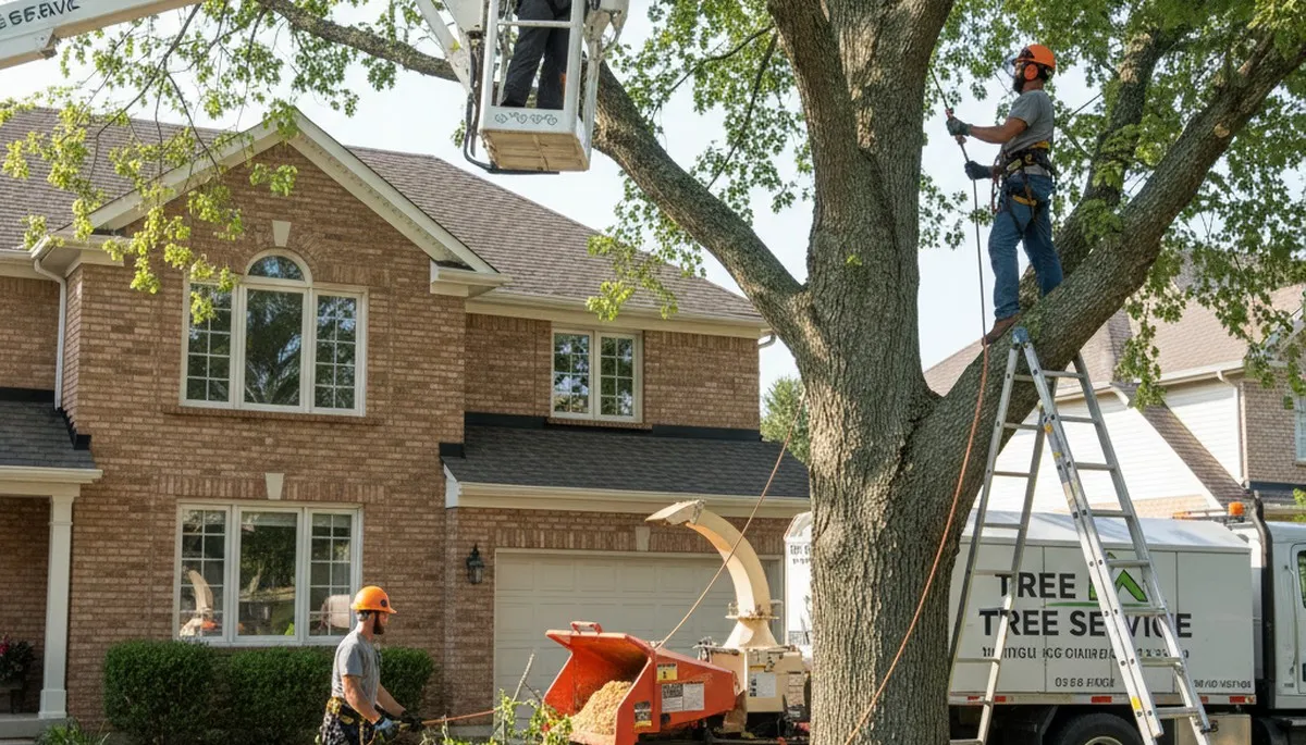 Dayton, OH tree service crew removing a tree with professional equipment